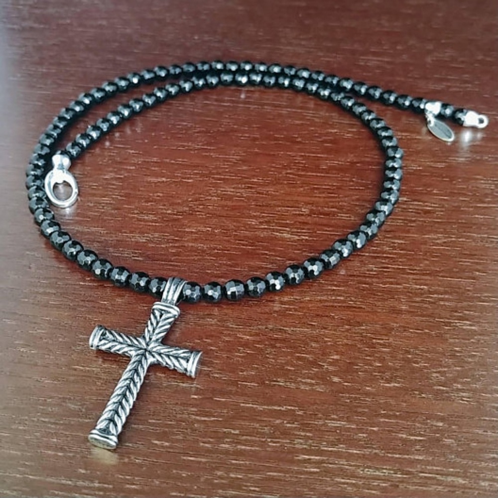 George Springer black onyx necklace & cross